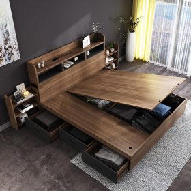 Giường ngủ gỗ vân sồi hiện đại – GN031